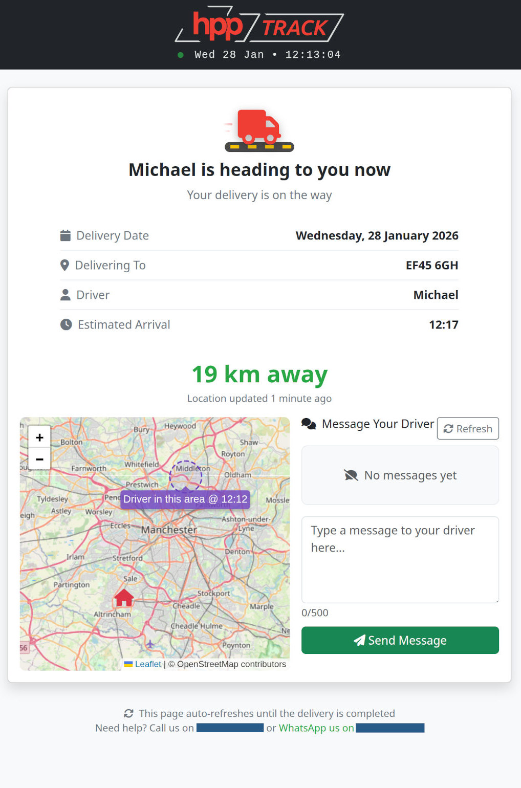 HPP-Track customer facing tracking page